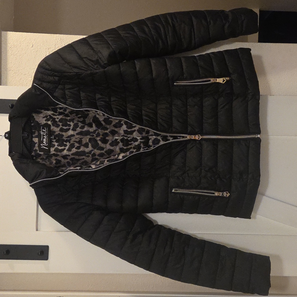 Nanette Lepore Black Puffer Jacket with Quilted Design